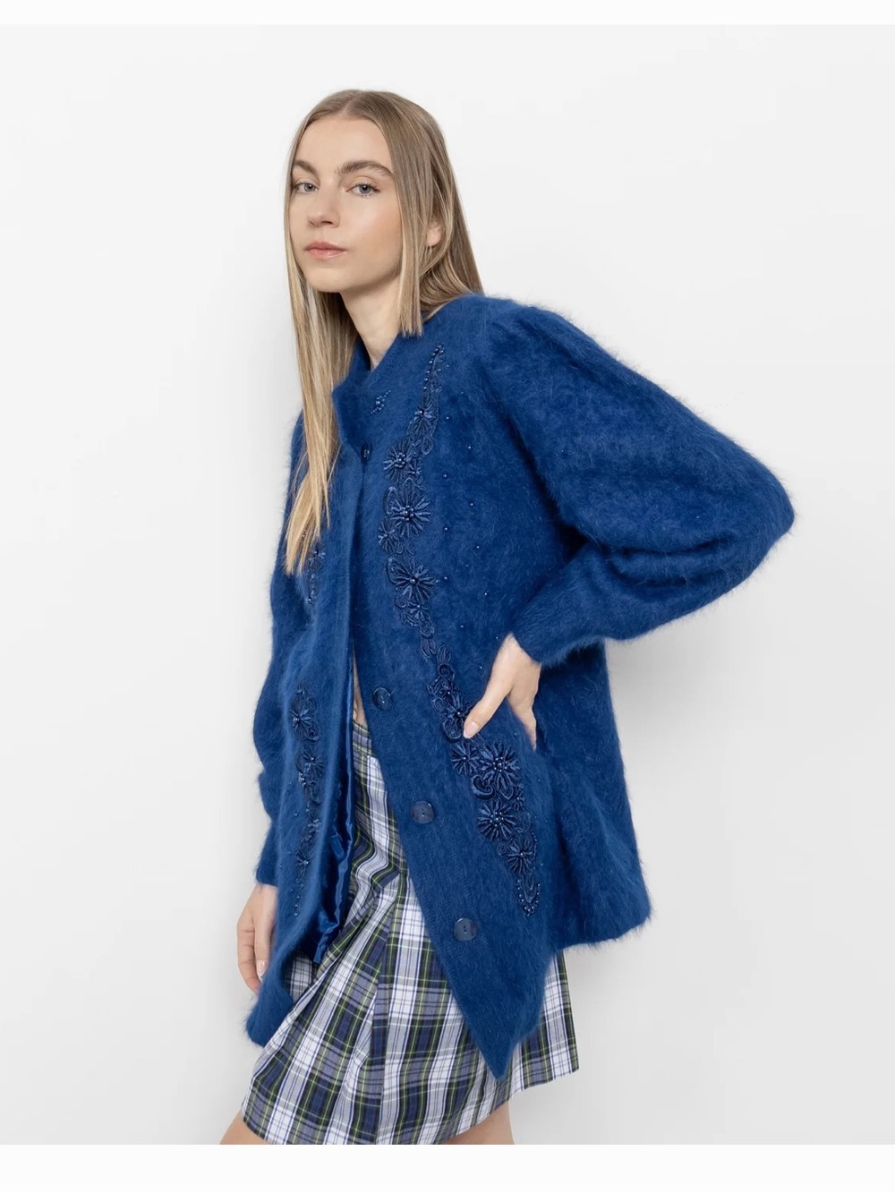 Vintage 80s Lee Sands Angora Sweater Jacket